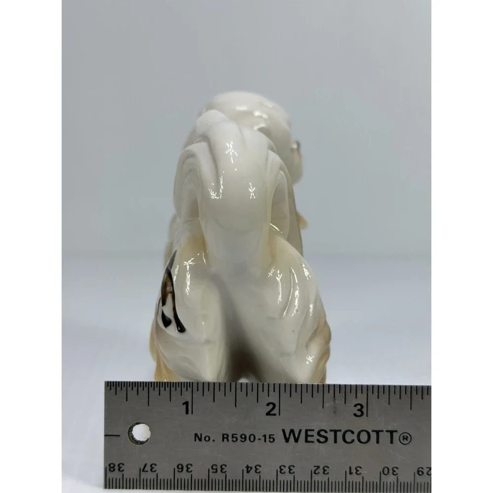 Vintage Dog Figurine Ceramic Porcelain White Tan Long Hair Toy Breed 6